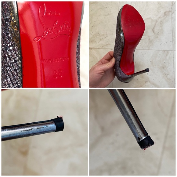 Christian Louboutin Lady Glitter Filo 120 Silver Metallic Pumps Heels size 6/36 - Picture 12 of 12
